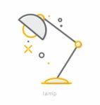 Thin Line Icons, Lamp Stock Photo