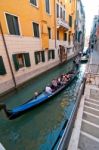 Venice Italy Gondolas On Canal Stock Photo