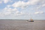 Ship On River Elbe Stock Photo