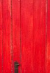 Handmade Red Painted Old Wooden Door With Door Lock Stock Photo