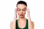 Asian Woman Having Headache Stock Photo