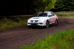 G. Lucey Driving Mitsubishi Evo Stock Photo