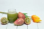 Juice Made From Opuntia Ficus-indica Cactus Fruits On A White Background Stock Photo