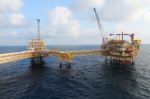 Offshore Construction Platform For Production Oil And Gas Oil And Gas Industry Stock Photo