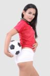 Woman And Football Stock Photo