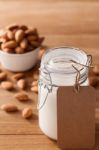 Almond Milk Organic Healthy Nut Vegan Vegetarian Drink Stock Photo