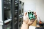 Network Servers In Data Room Domestic Room Stock Photo