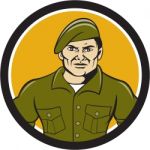 Ranger Standing Attention Circle Cartoon Stock Photo