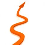 Orange Wavy Arrow Shows Success Stock Photo