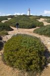 Lighthouse Of Cape Espichel Stock Photo