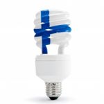 Finland Flag On Bulb Stock Photo