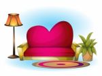 Cartoon  Illustration Interior Valentine Room With Separated Layers Stock Photo