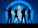 People Disco Indicates Silhouettes Friends And Outline Stock Photo