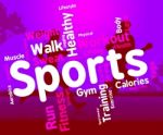 Sports Word Shows Getting Fit And Exercising Stock Photo