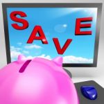 Save On Monitor Shows Big Promotions Stock Photo