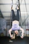 Lady Balancing On Ring Stock Photo