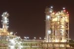 Chemical Plant In Night Time Stock Photo