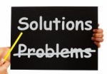 Pointing Solutions On Blackboard Stock Photo