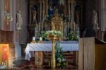 Interior View Of The Parish Church In Ortisei Stock Photo