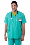 Doctor With Stethoscope Around Neck Stock Photo