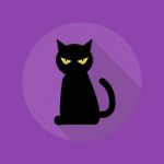 Halloween Flat Icon. Black Cat Stock Photo