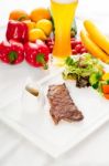 Juicy Bbq Grilled Rib Eye ,ribeye Steak And Vegetables Stock Photo