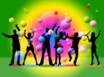 Disco Silhouette Indicates Togetherness Friends And Together Stock Photo