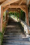 Steps Leading Away From The Graveyard Of The Maria Hilf Pilgrima Stock Photo