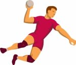 Handball Player Jumping Retro Stock Photo