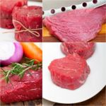 Different Raw Beef Cuts Collage Stock Photo