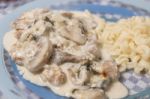 Pork Beef Stroganoff With Mushrooms Stock Photo