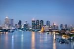 Bangkok City At Twilight Stock Photo