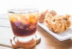 Iced Cola Drink And Fried Chicken Stock Photo