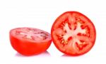 Slice Tomato Isolated On The White Background Stock Photo