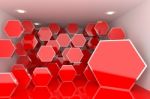 Interior With Red Hexagon Stock Photo