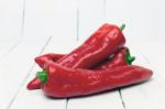 Fresh Red Cayenne Peppers Stock Photo