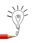 Red Pencil Drawing Light Bulb Stock Photo