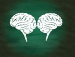 Brainstorming Concept,drawing Of Brain Maze Puzzle On Green Chalkboard Stock Photo