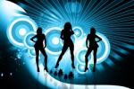 Dancing Girls In Abstract Background Stock Photo