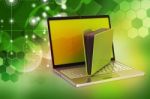 Laptop With File Folder Stock Photo