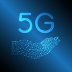 5g Communication Technology With Polygon Hand Stock Photo