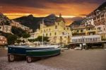 Beautiful Scenic Of Positano Town Most Popular Traveling Destination In Southen Of Italy Stock Photo