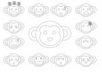 Linear Monkey Faces Emoji Stock Photo