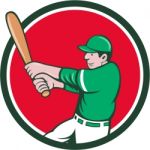 Baseball Player Batter Swinging Bat Circle Cartoon Stock Photo