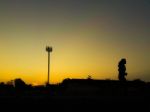 Silhouette Teen Age Run Together  Track Stock Photo