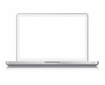 Opened Laptop With Blank Screen Stock Photo