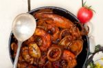 Fresh Seafoos Stew On An Iron Skillet Stock Photo