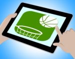 Basketball Online Represents Computing Tablets And Www Stock Photo