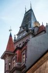 Ornate Building Housing The Restaurant U Stare Synagogy In Pragu Stock Photo