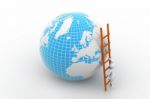 Earth Globe And Ladder Stock Photo